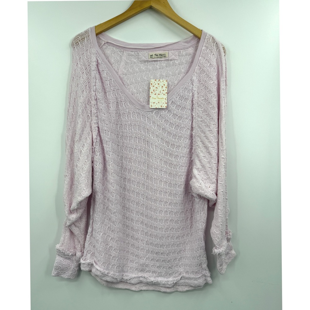 Free People Sweater Womens Thien's Dolman Sleeve Pink V- Neck Size Medium